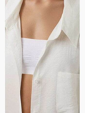 Camisa de manga larga de corte relajado con cuello camisero hiccup