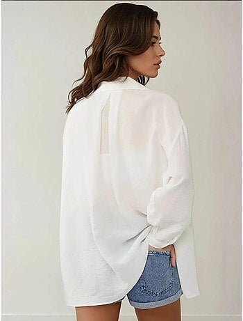 Camisa de manga larga de corte relajado con cuello camisero hiccup