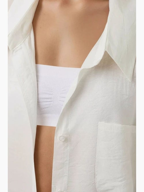Camisa de manga larga de corte relajado con cuello camisero hiccup - Kiabi Camisa de manga larga de corte relajado con cuello camisero hiccup - Kiabi