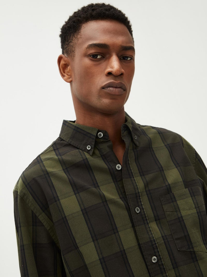 Camisa de manga larga de cuadros, MO Fashion Verde - Kiabi