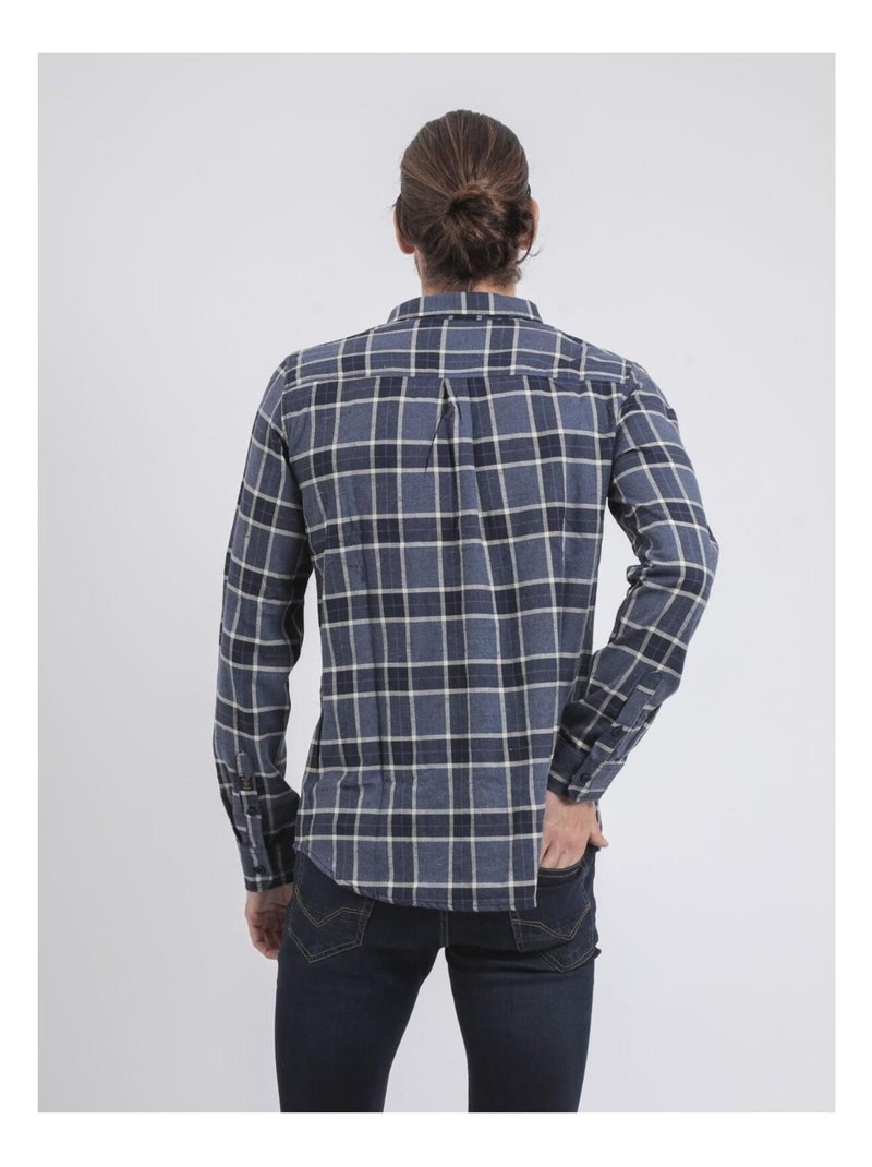 Camisa de manga larga de cuadros TADULOR Azul marino - Kiabi