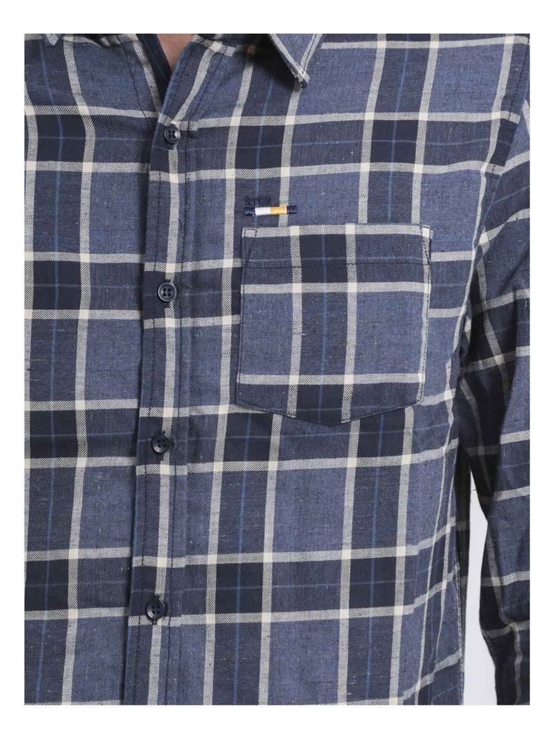 Camisa de manga larga de cuadros TADULOR Azul marino - Kiabi