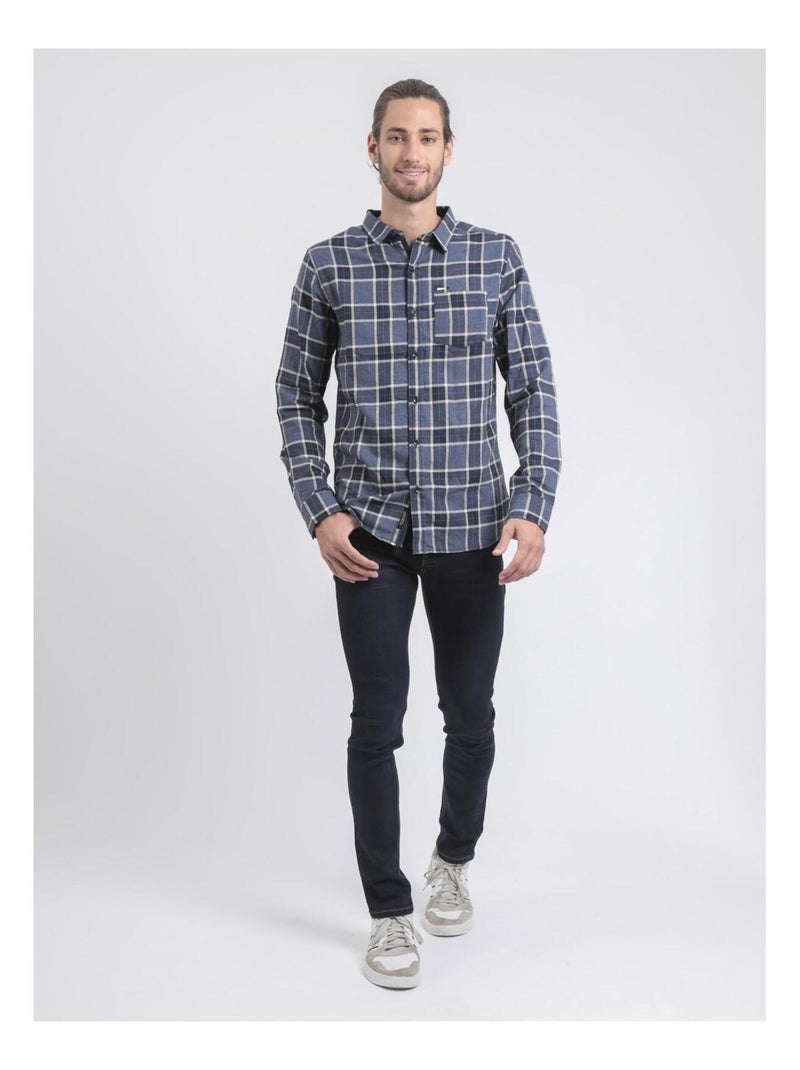 Camisa de manga larga de cuadros TADULOR Azul marino - Kiabi