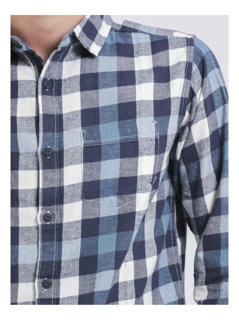 Camisa de manga larga de cuadros TAKOS Azul marino - Kiabi