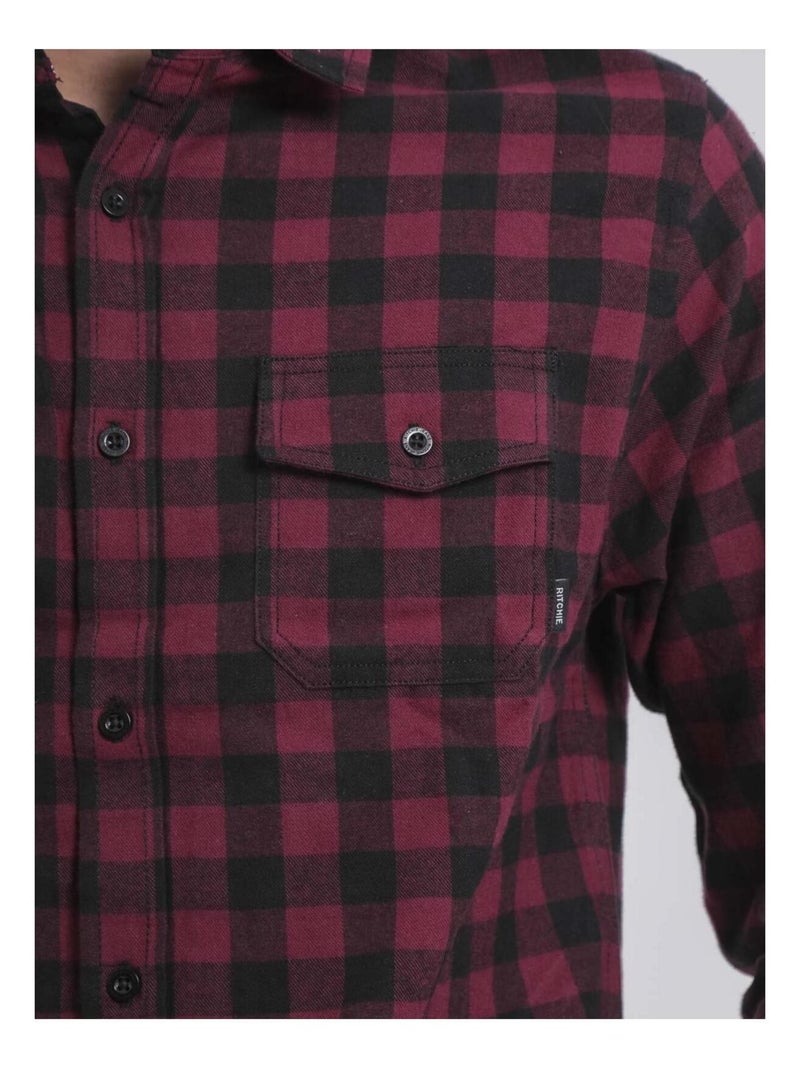 Camisa de manga larga de cuadros TOMALAX Burdeos - Kiabi