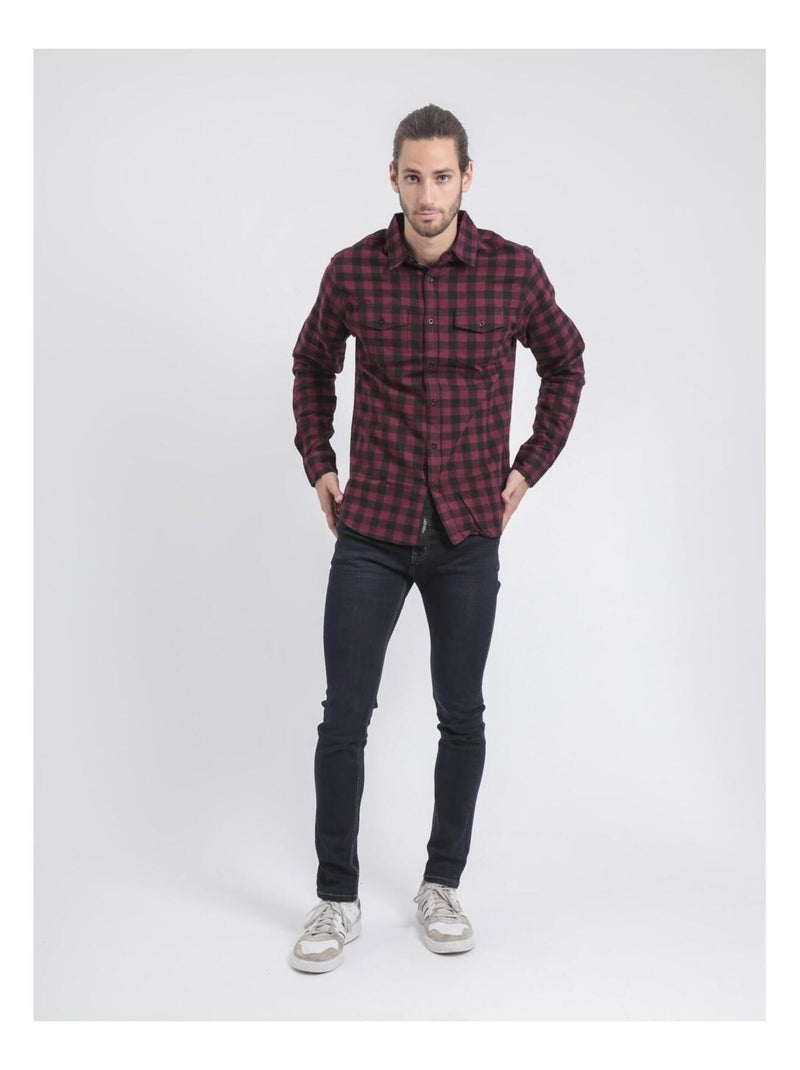 Camisa de manga larga de cuadros TOMALAX Burdeos - Kiabi