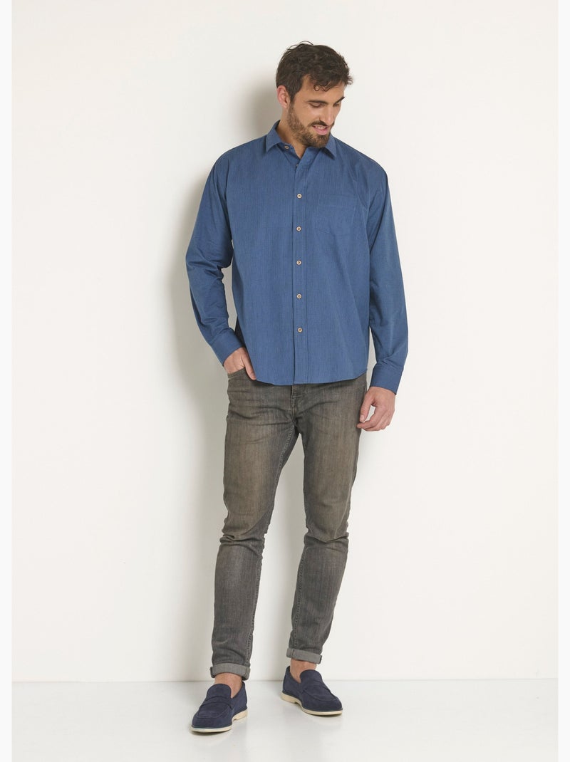 Camisa de manga larga de fácil cuidado. - Afibel Azul - Kiabi