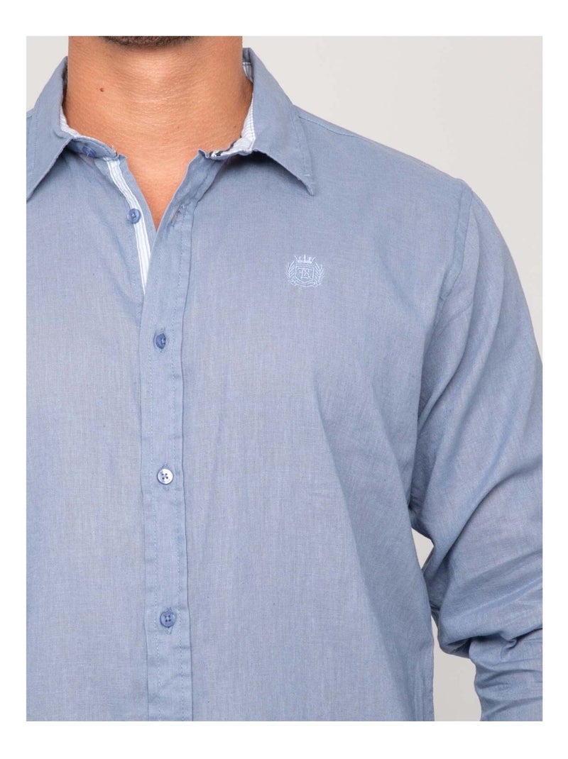 Camisa de manga larga de lino DUMOLAK Azul - Kiabi