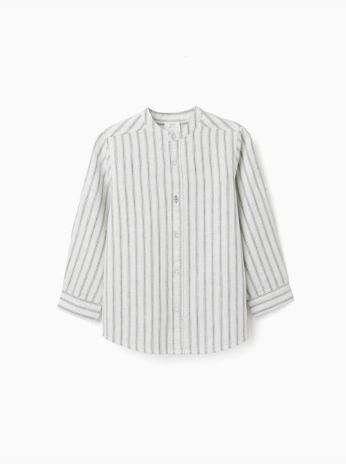 Camisa de manga larga de lino y algodón a rayas - Kiabi