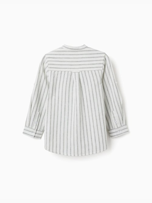 Camisa de manga larga de lino y algodón a rayas - Kiabi