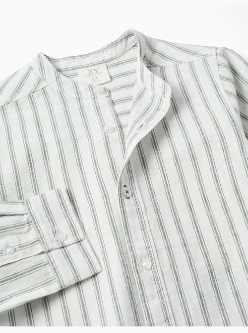 Camisa de manga larga de lino y algodón a rayas - Kiabi