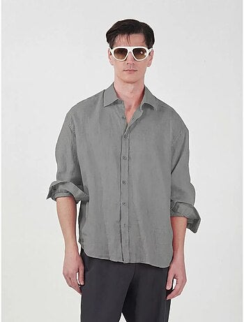 Camisa de manga larga de mezcla de lino oversize giesto