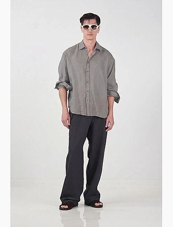Camisa de manga larga de mezcla de lino oversize giesto