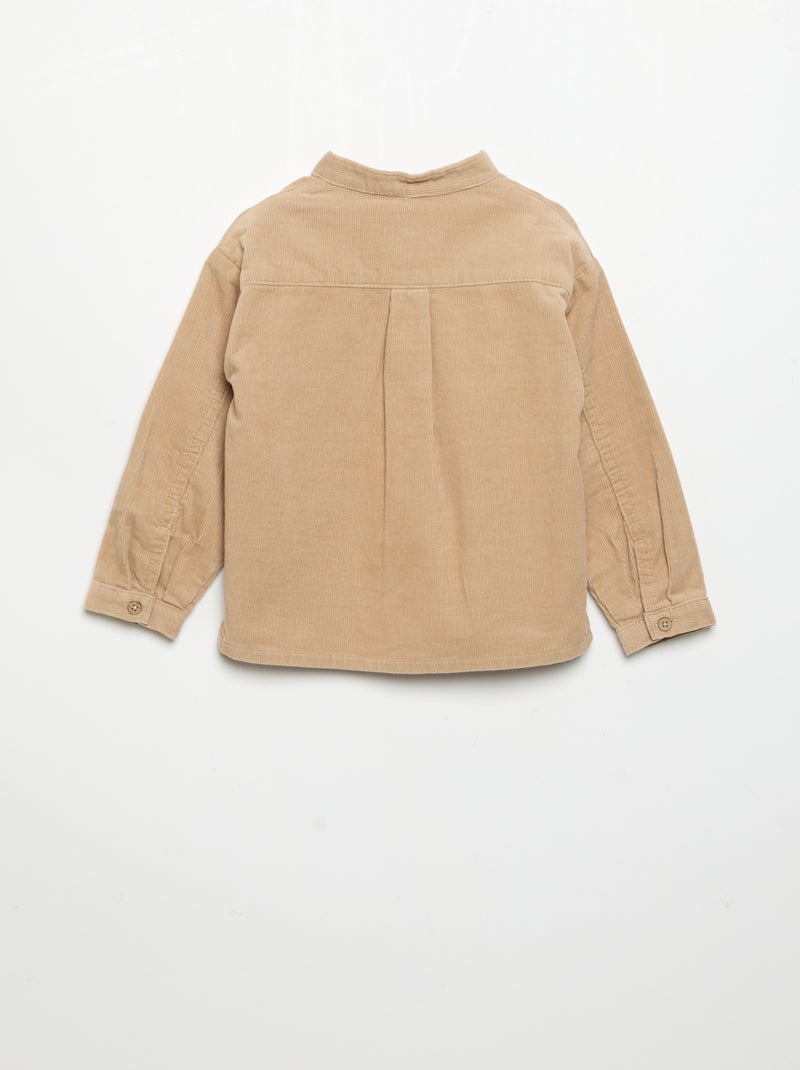 Camisa de manga larga de pana Beige - Kiabi