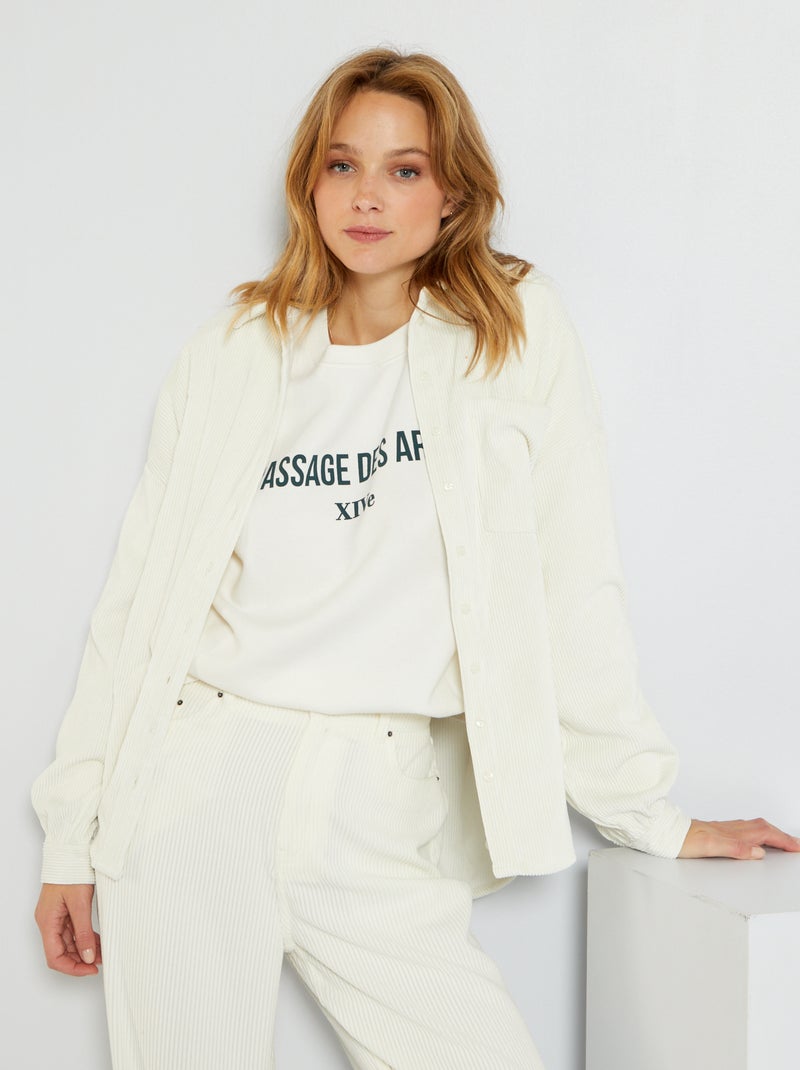 Camisa de manga larga de pana BLANCO - Kiabi