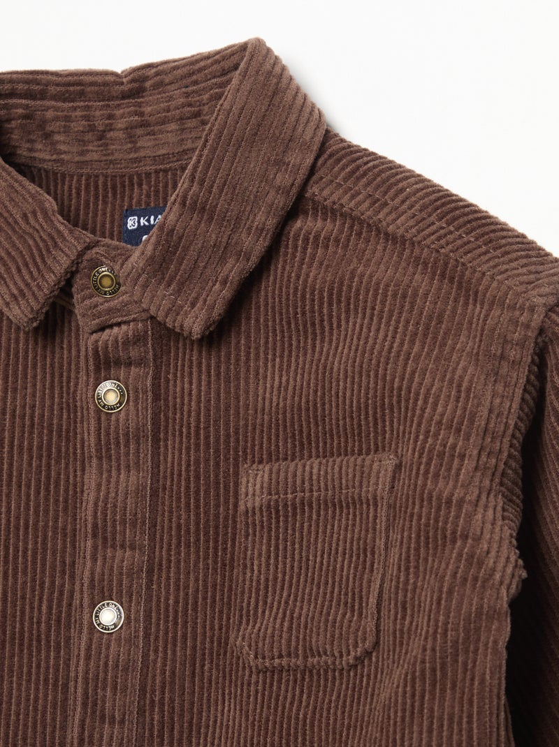 Camisa de manga larga de pana Marron - Kiabi