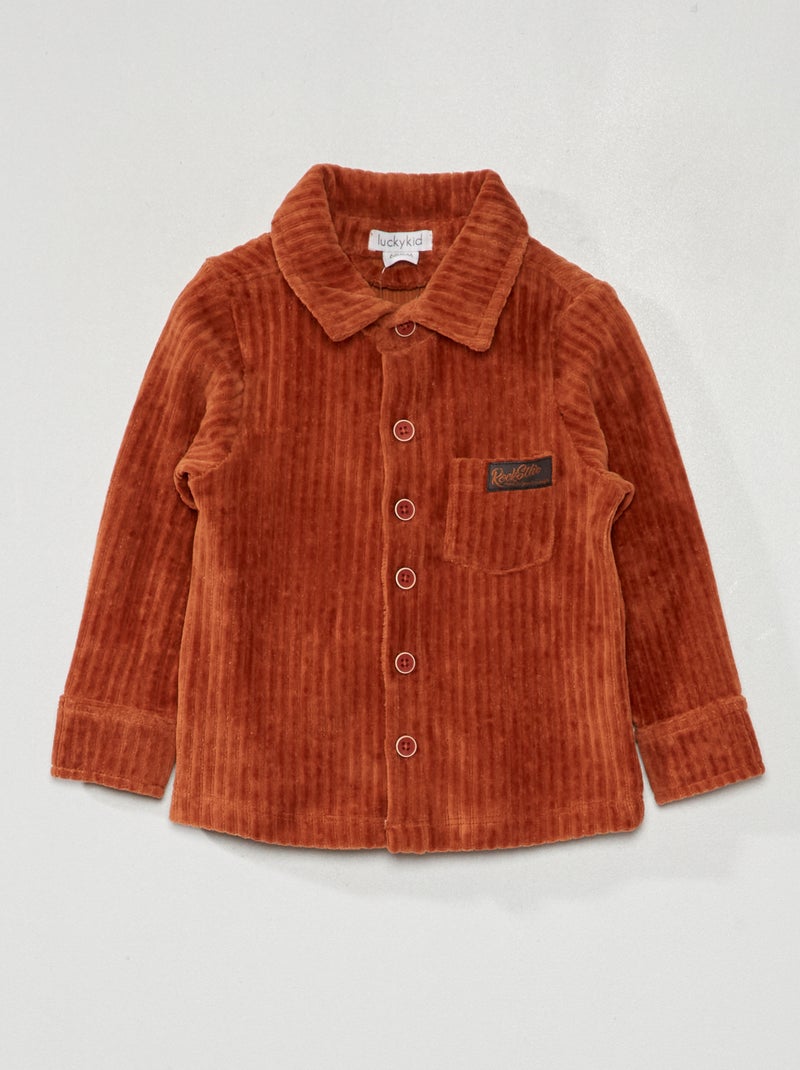 Camisa de manga larga de pana rojo teja - Kiabi