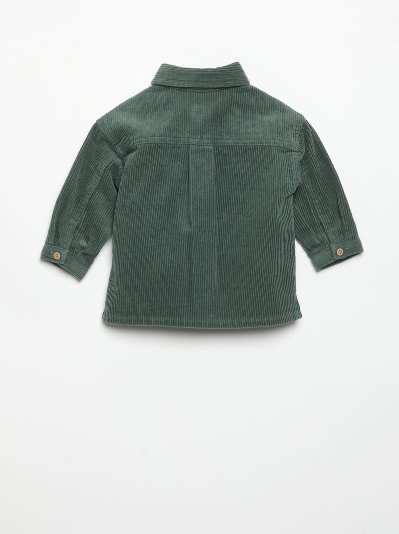 Camisa de manga larga de pana Verde - Kiabi