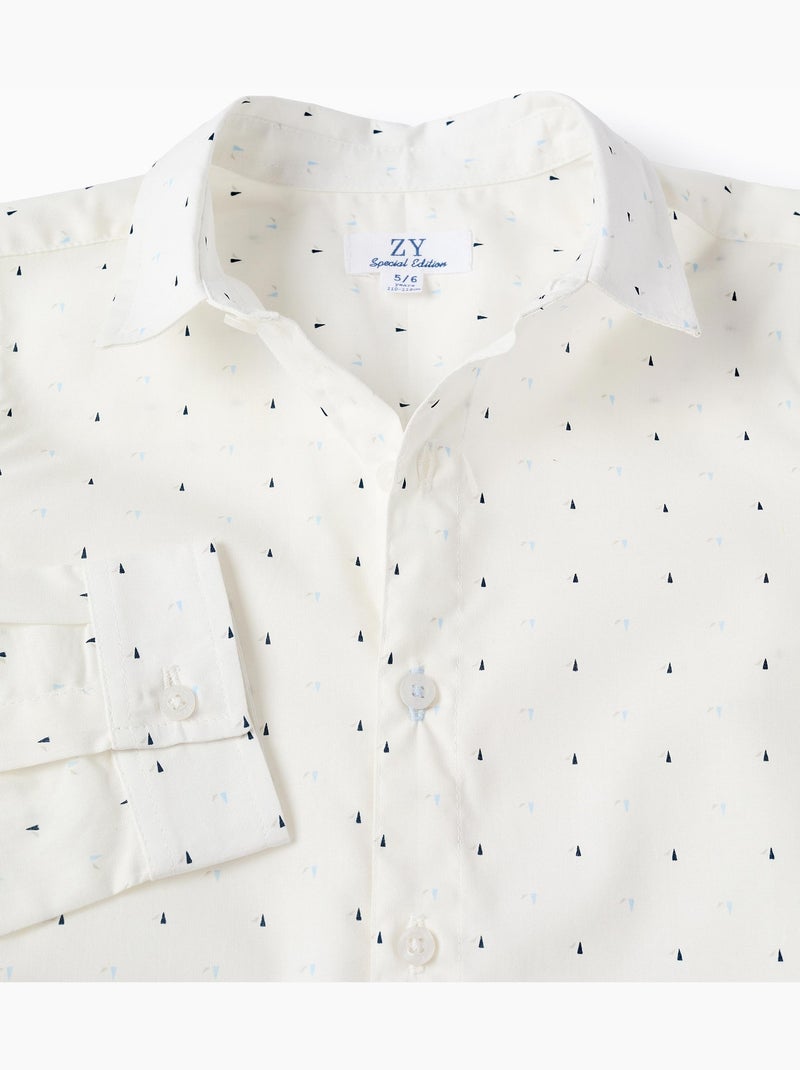Camisa de manga larga de popelín con estampado Blanco - Kiabi