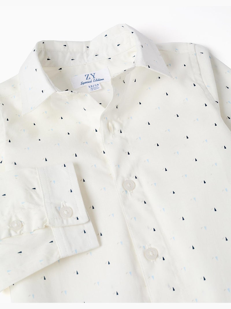 Camisa de manga larga de popelín con estampado Blanco - Kiabi