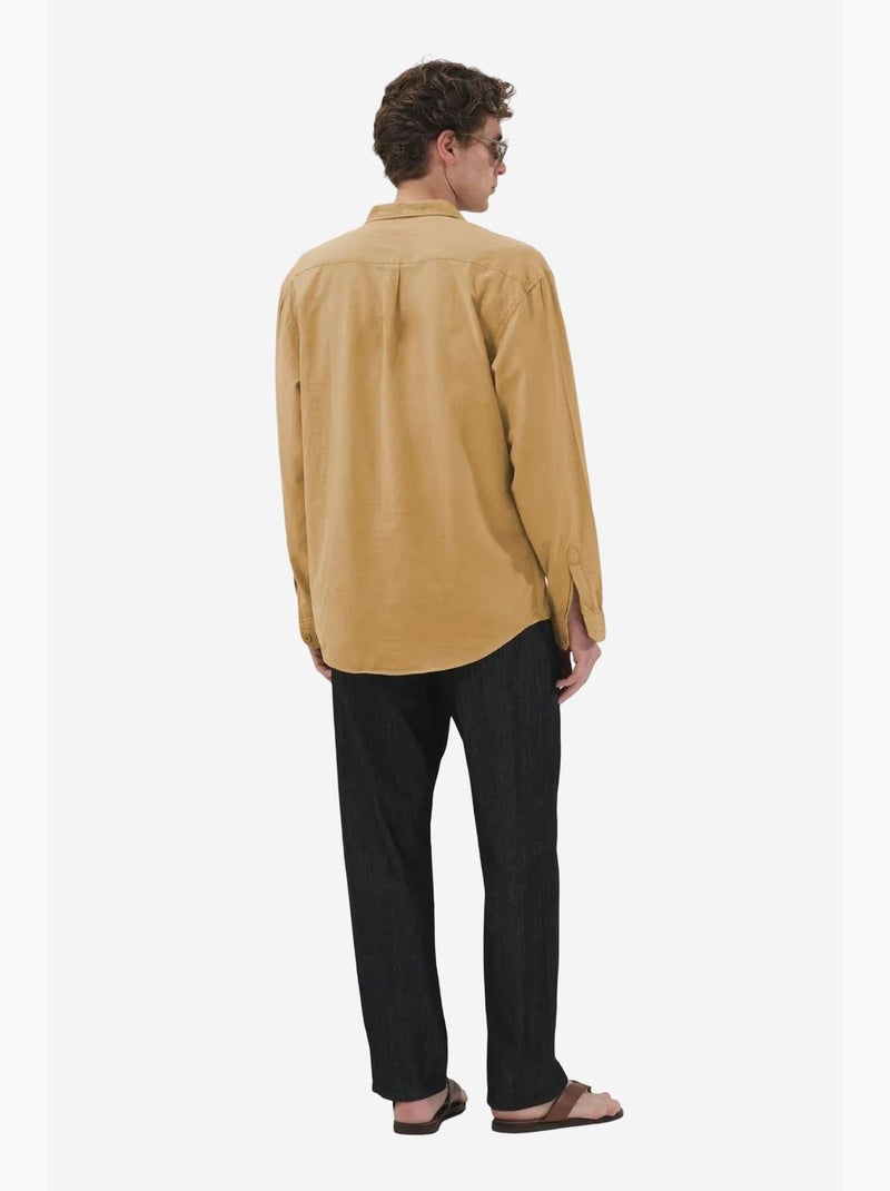 Camisa de manga larga de popelín de algodón giesto Greige - Kiabi