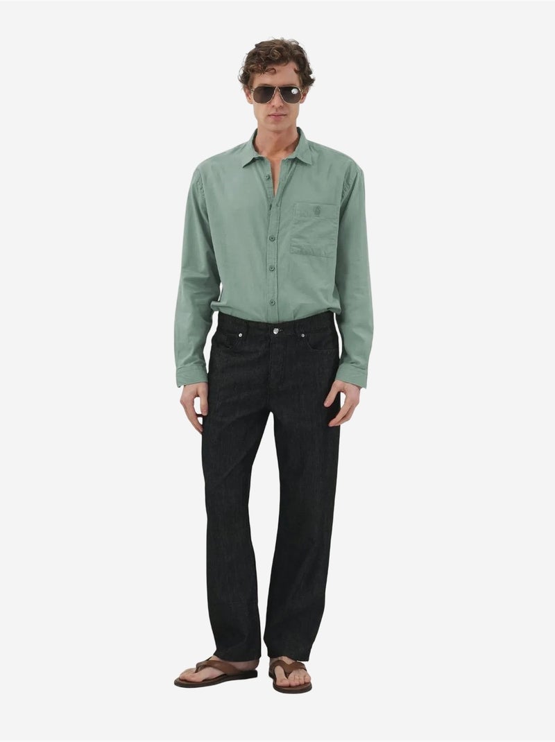 Camisa de manga larga de popelín de algodón giesto Verde pastel - Kiabi