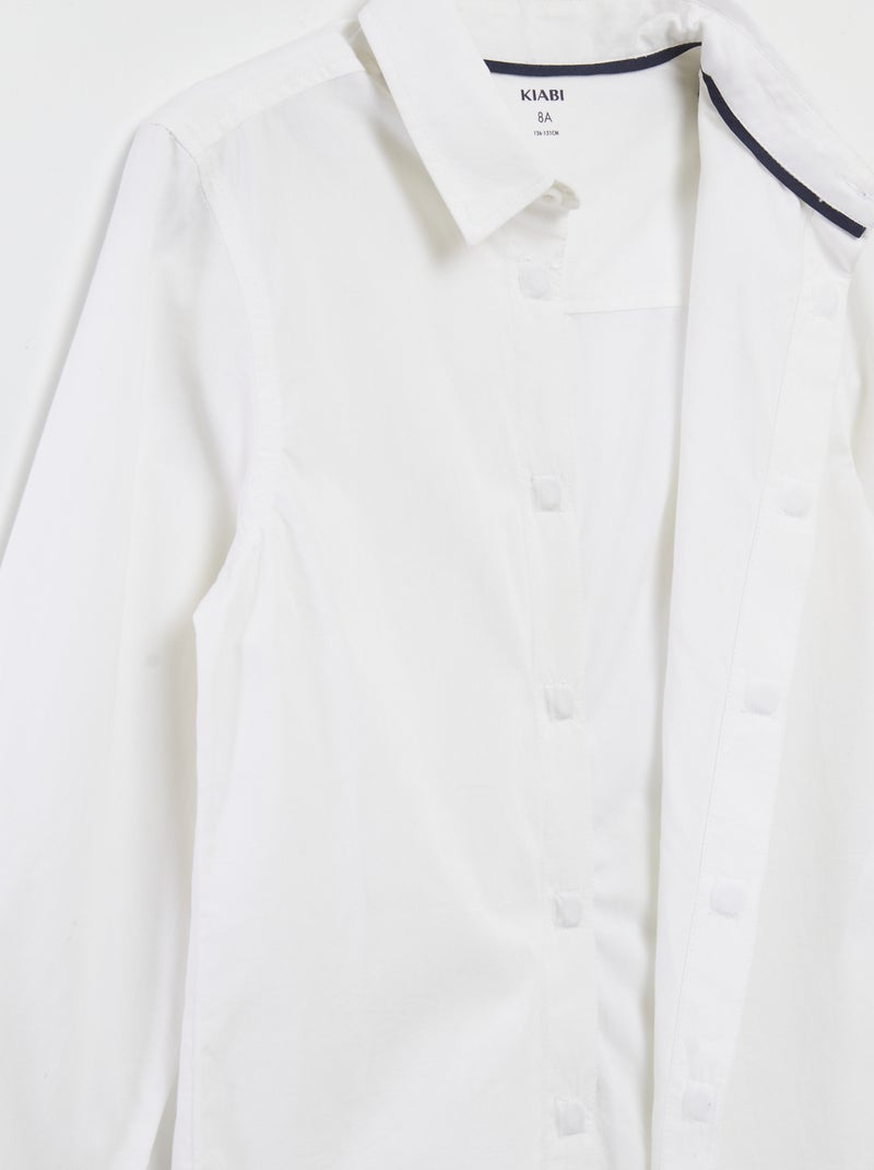 Camisa de manga larga de popelina - So Easy blanco - Kiabi