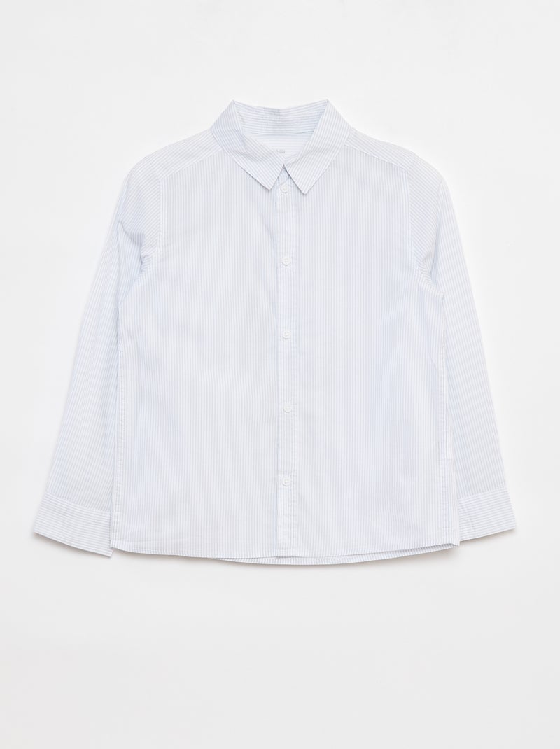 Camisa de manga larga de popelina Azul - Kiabi