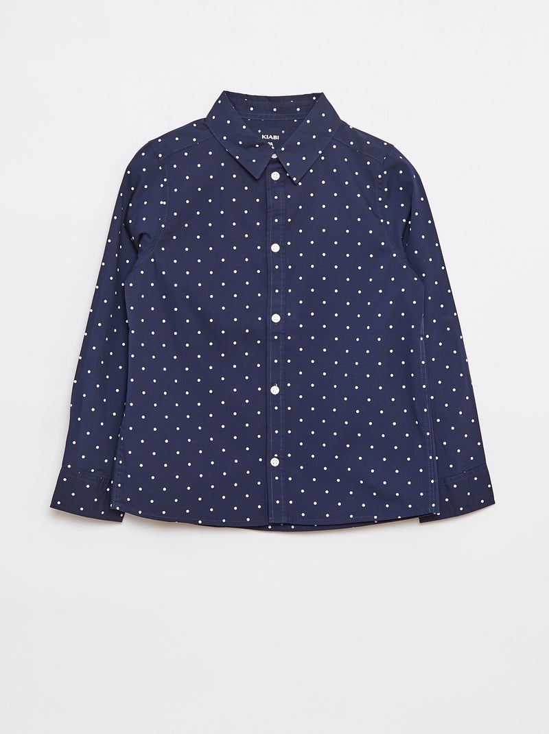 Camisa de manga larga de popelina Azul - Kiabi