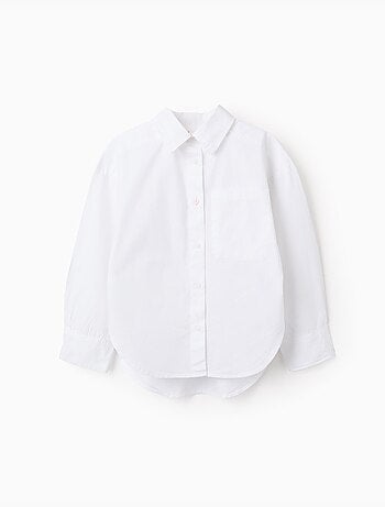 Camisa de manga larga de popelina con hombros caídos