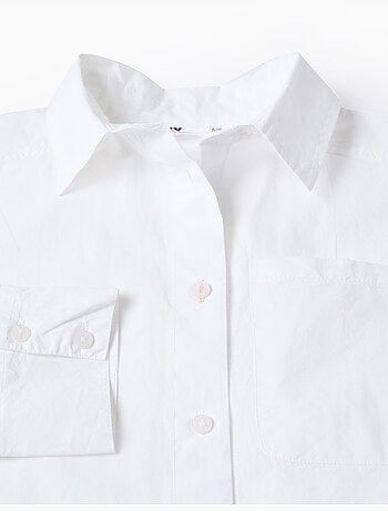 Camisa de manga larga de popelina con hombros caídos