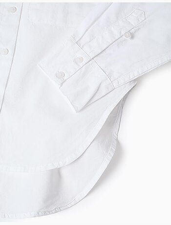 Camisa de manga larga de popelina con hombros caídos