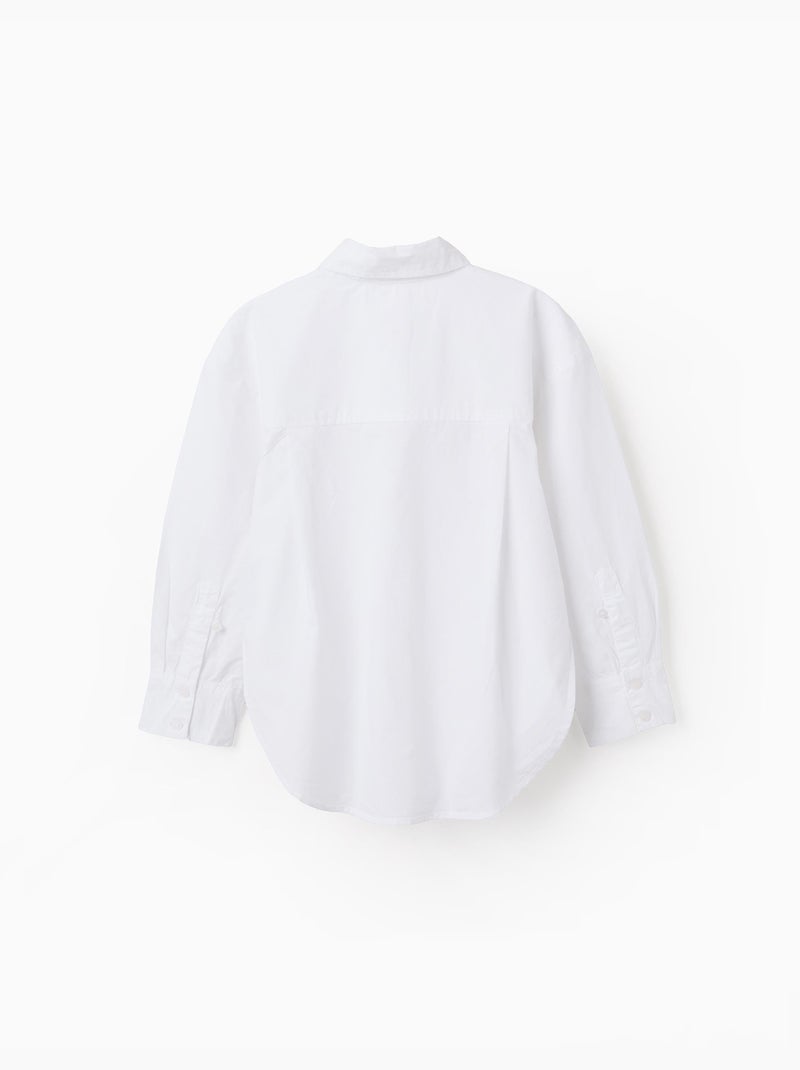 Camisa de manga larga de popelina con hombros caídos Blanco - Kiabi