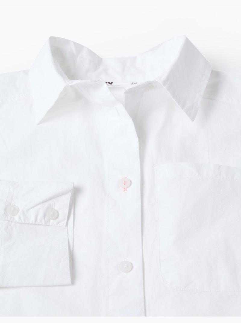 Camisa de manga larga de popelina con hombros caídos Blanco - Kiabi