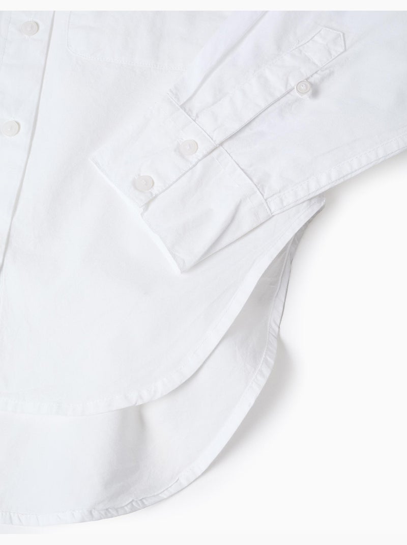 Camisa de manga larga de popelina con hombros caídos Blanco - Kiabi