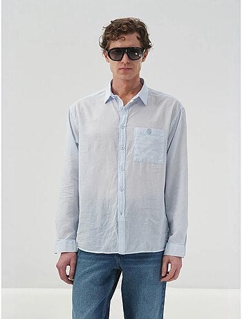 Camisa de manga larga de popelina de algodón para hombre giesto