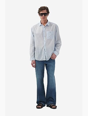 Camisa de manga larga de popelina de algodón para hombre giesto