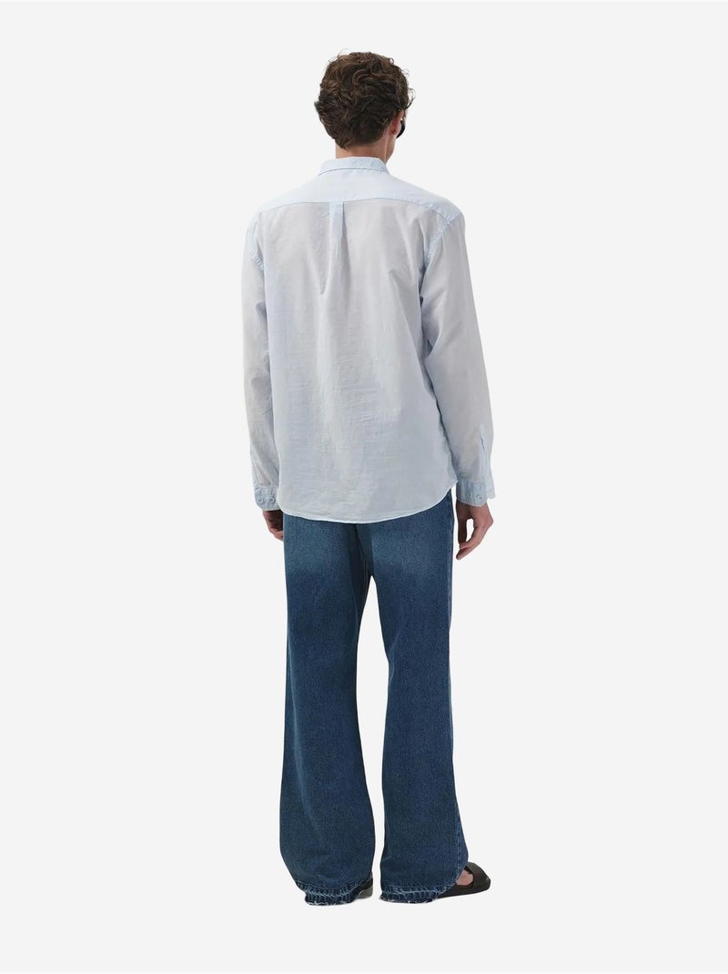 Camisa de manga larga de popelina de algodón para hombre giesto Azul claro - Kiabi