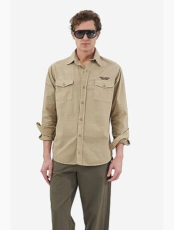 Camisa de manga larga de popelina de algodón para hombre giesto
