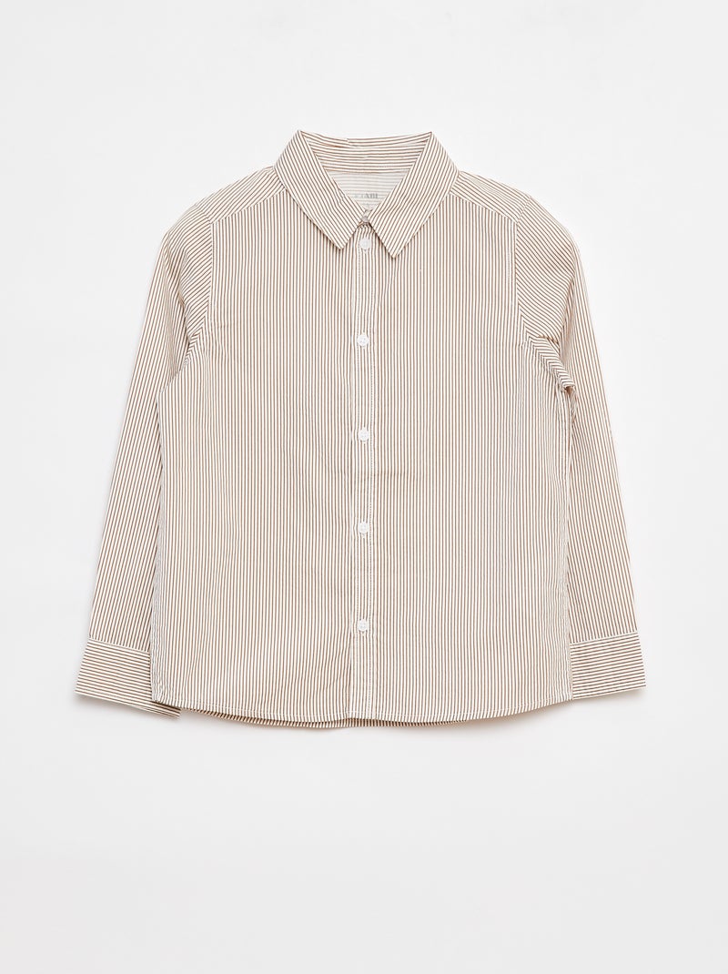 Camisa de manga larga de popelina Marron - Kiabi
