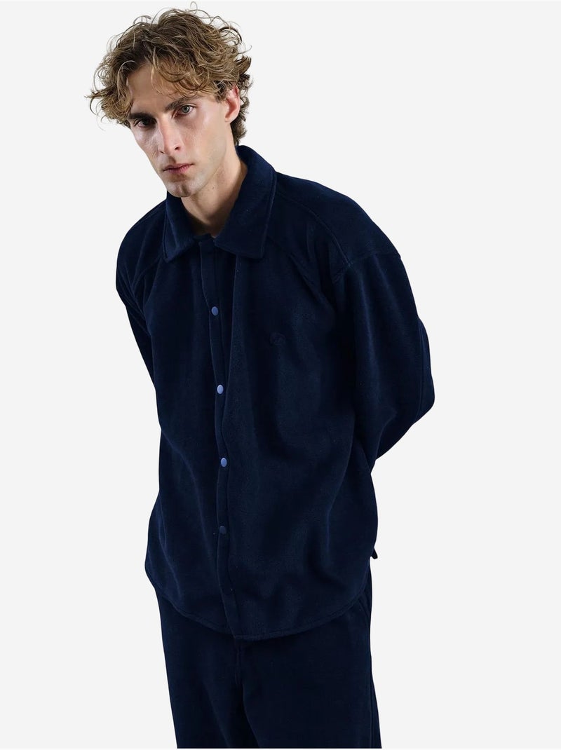 Camisa de manga larga de punto texturizado con cierre de botones giesto Azul marino - Kiabi