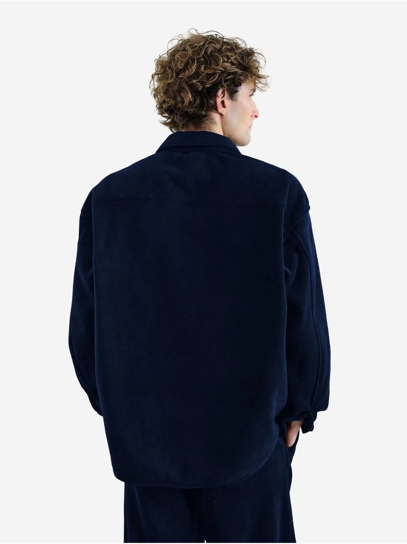 Camisa de manga larga de punto texturizado con cierre de botones giesto Azul marino - Kiabi
