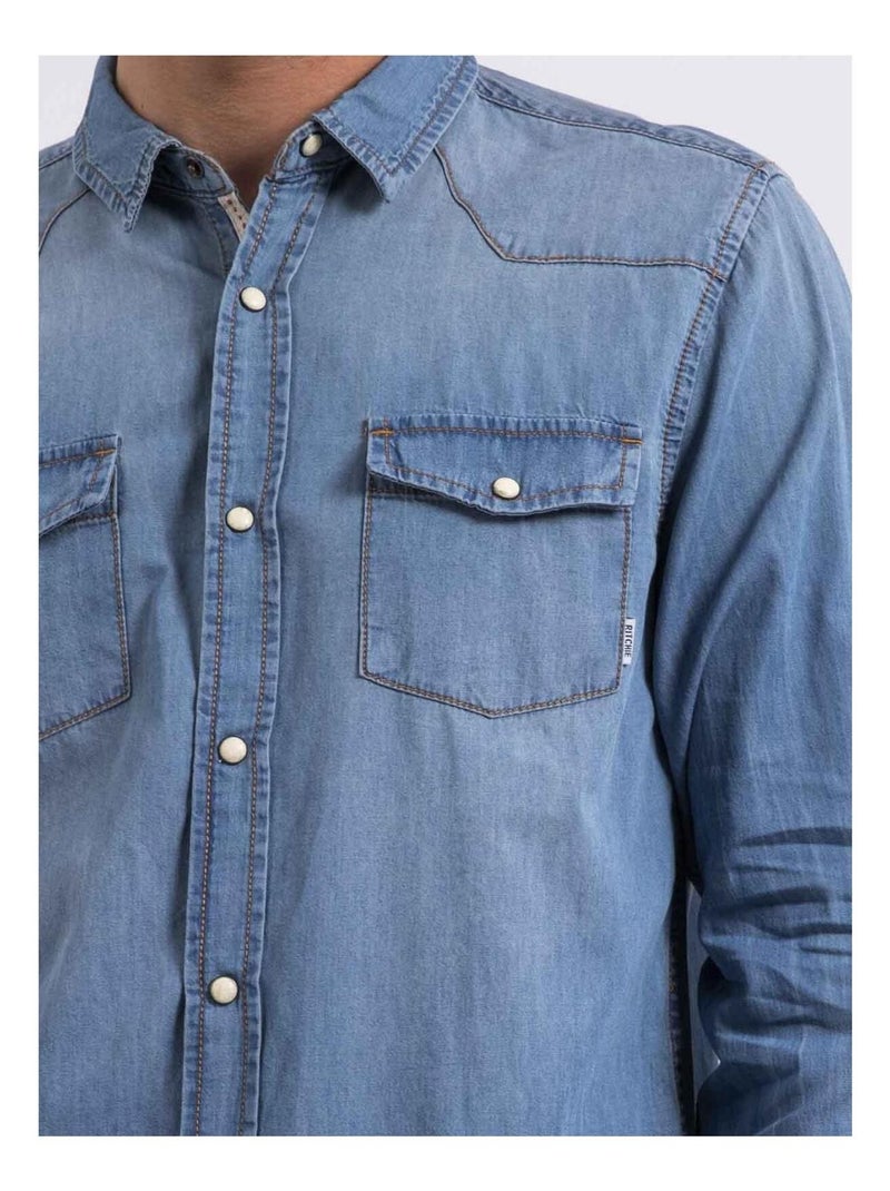 Camisa de manga larga efecto denim DERKO Azul - Kiabi