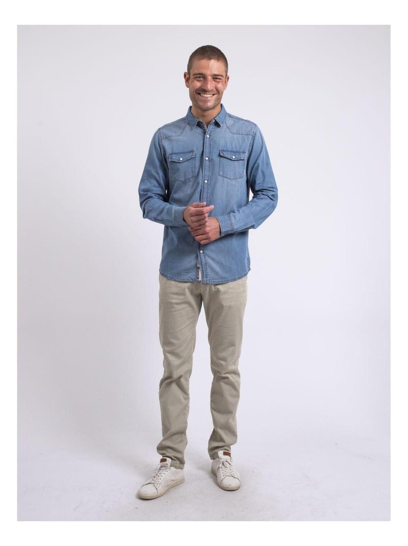Camisa de manga larga efecto denim DERKO Azul - Kiabi