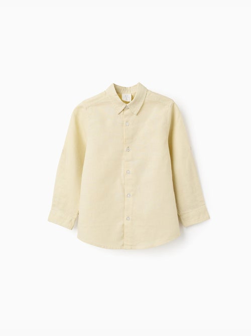 Camisa de manga larga en lino y algodón - Kiabi