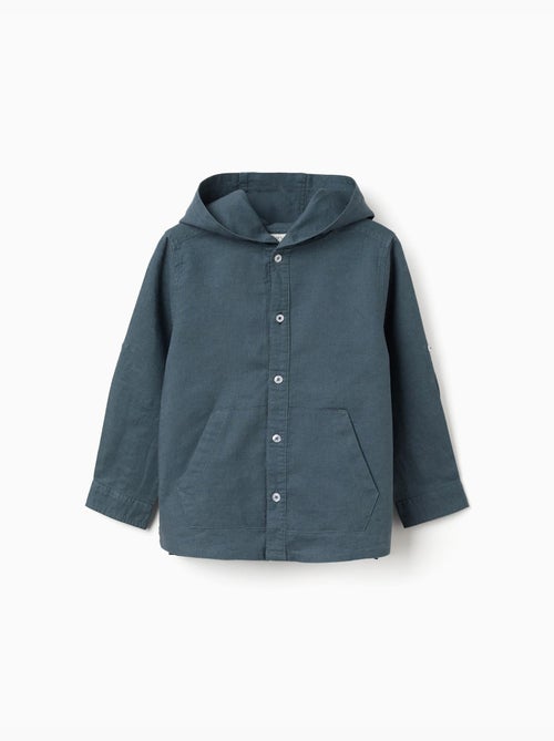 Camisa de manga larga en lino y algodón con capucha - Kiabi