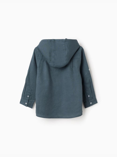 Camisa de manga larga en lino y algodón con capucha - Kiabi