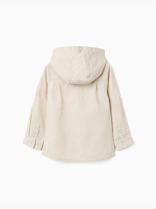 Camisa de manga larga en lino y algodón con capucha - Kiabi