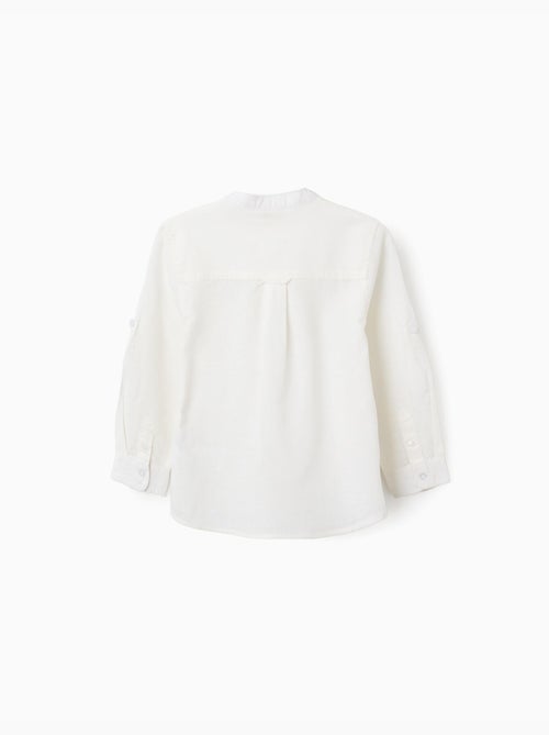 Camisa de manga larga en lino y algodón con cuello mao - Kiabi