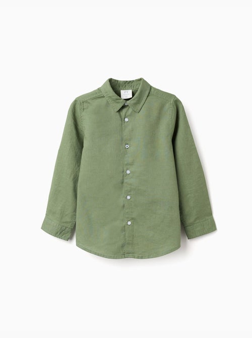 Camisa de manga larga en lino y algodón - Kiabi